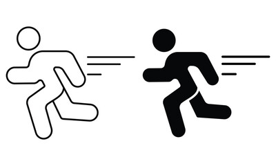 Running man icon, Running sport person icons vector. Running man silhouette. Symbol of runners person, sprint, athletic, marathon, jogging race, fitness, fast run, run track and compition symbol.