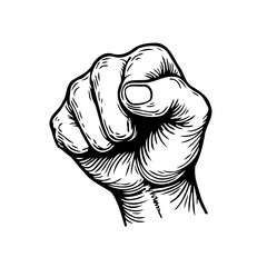 Symbolic representation of resilience strength determination featuring a clenched fist isolated on