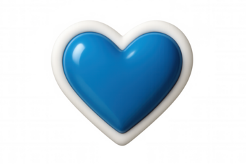 Glossy blue heart icon featuring white border, symbolizing love and care with minimalist design for graphic applications
