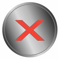 Obraz premium X Letter symbol web button vector, coin, metallic circle