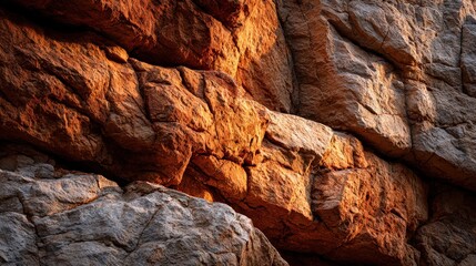 Warm sunlight illuminates a rock formation in arizona desert
