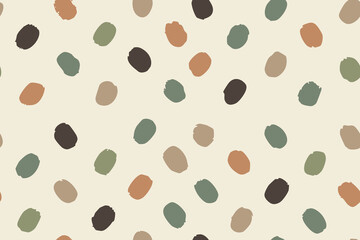 Seamless Multicolor paint dots pattern on light beige background