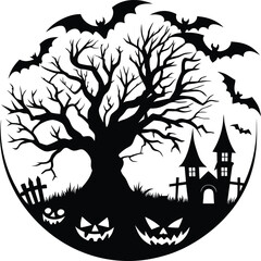 halloween-scene-with-pumpkins--bats--and-a-spooky- (3).eps