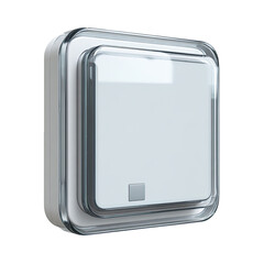 A square, modern light switch, encased in clear, slightly raised, protective covers