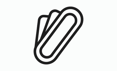 Paper clip silhouette, Vector black line icon office paper clip isolated on white background, office supply icon, stationery vector design