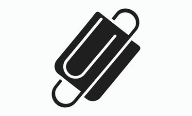 Paper clip silhouette, Vector black line icon office paper clip isolated on white background, office supply icon, stationery vector design