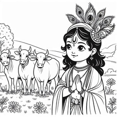 Krishna Janmashtami Festive Invitation Vector