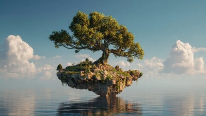 Fototapeta premium Floating island with a large tree