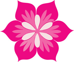 Vibrant pink petal flower graphic design floral element with multiple layers of softly colored petals perfect for decor