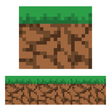 Underground and Grass Pixel Art Retro 8 Bit Game Terrain Asset