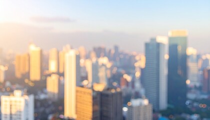 Fototapeta premium ぼやけた都会のオフィスビル街の風景