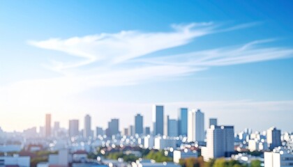 Fototapeta premium ぼやけた都会のオフィスビル街の風景