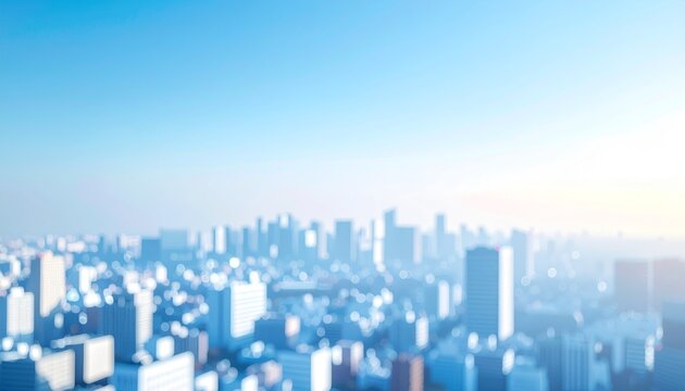 ぼやけた都会のオフィスビル街の風景