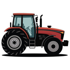 red tractor isolated on white
