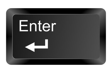 Enter key button symbol isolated on white background representing input, line break, or return function on computer keyboards