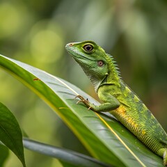Small Green Iguana Closeup