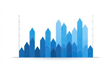 Blue bar graph with varying heights,  white background