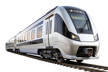 Fototapeta premium Train with a white and black color scheme on white background ,PNG.AI Generated.