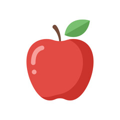Simple and Vibrant Flat Design Red Apple Icon.