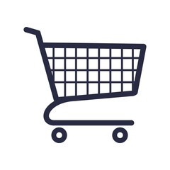 Simple Shopping Cart Icon Depicting Retail Commerce and Consumerism.