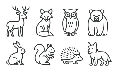 Minimalist animal line illustrations on brown background