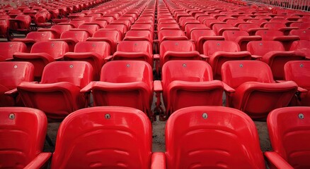 Naklejka premium Rows of vibrant red stadium seats