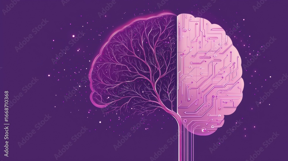 Wall mural memory digital concept of a brain with circuits, symbolizing artificial intelligence and memory.