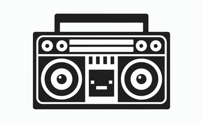 Boombox silhouette, Boombox black simple icon, portable stereo icon, music player vector, black and white illustration