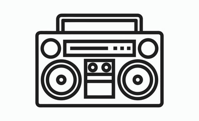 Boombox silhouette, Boombox black simple icon, portable stereo icon, music player vector, black and white illustration