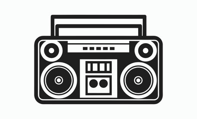 Boombox silhouette, Boombox black simple icon, portable stereo icon, music player vector, black and white illustration