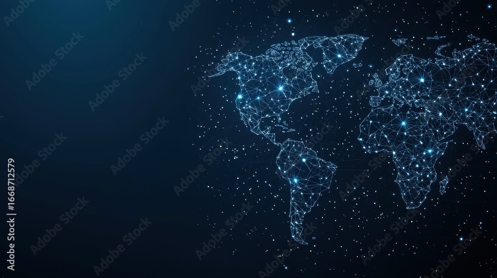 Wall mural globe abstract world map with interconnected lines symbolizing global communication.