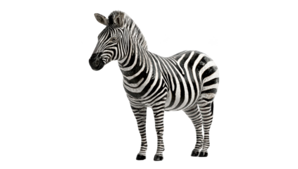 Striking zebra isolated on black background, featuring black and white stripes
