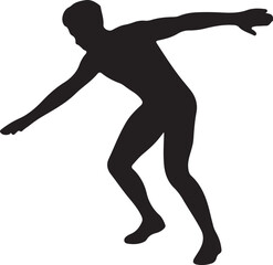 Silhouette of a person in a dynamic pose, possibly a dancer or athlete