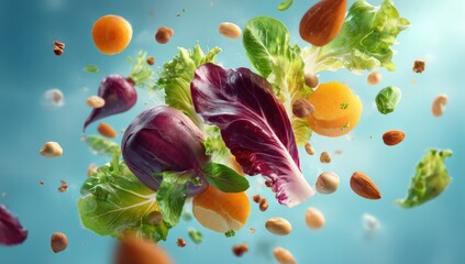 Colorful salad ingredients in mid-air (1)