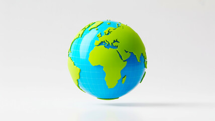 3D matte Earth globe, simplified continents, soft lighting, smooth finish