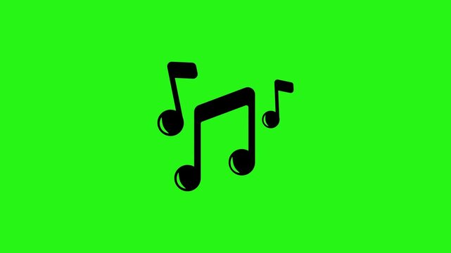  Animated music note symbols on green screen in 4K resolution