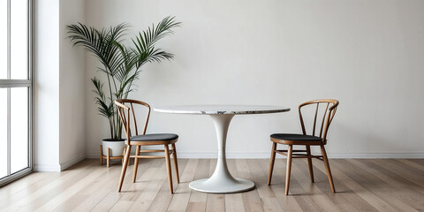 Fototapeta premium Empty dining room with marble table