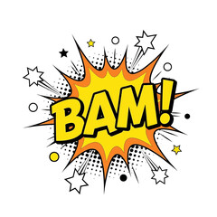 Comic Book "BAM!" Explosion Speech Bubble with Stars © Red3