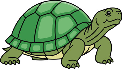 This illustration depicts a green turtle rendered in pixel art style. 
