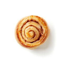 Fototapeta premium Top View of a Golden Spiral Pastry with Caramelized Layers