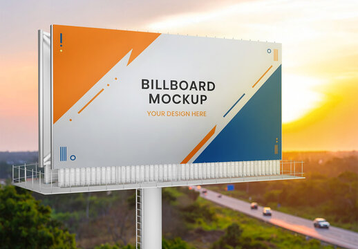 Street Billboard Mockup with Background