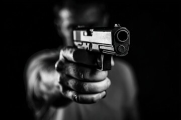 Close-up of a hand holding a gun