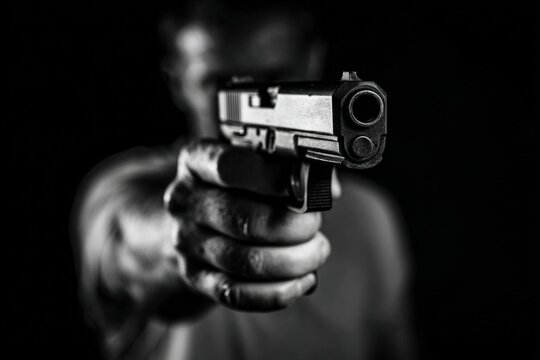 Close-up of a hand holding a gun