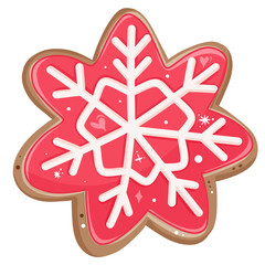 Gingerbread snowflake cookie with pink icing design