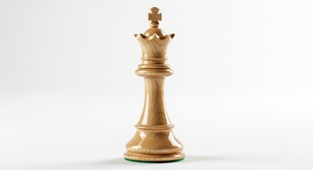 A single wooden chess queen piece against a white background