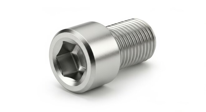 Metal hex socket head bolt isolated on white background