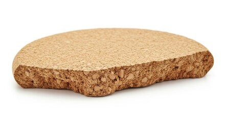 Textured cork slice isolated on white background studio shot
