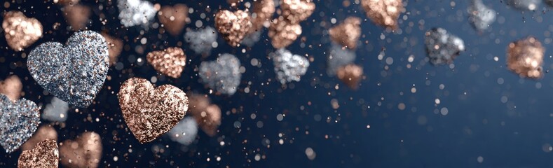 Obraz premium Romantic hearts floating in a dark background