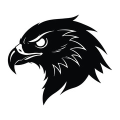 Powerful black hawk head silhouette fierce bird of prey symbol majestic raptor profile