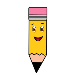 pencil funny character smiling stationery school supply supplies clipart element black outline.eps